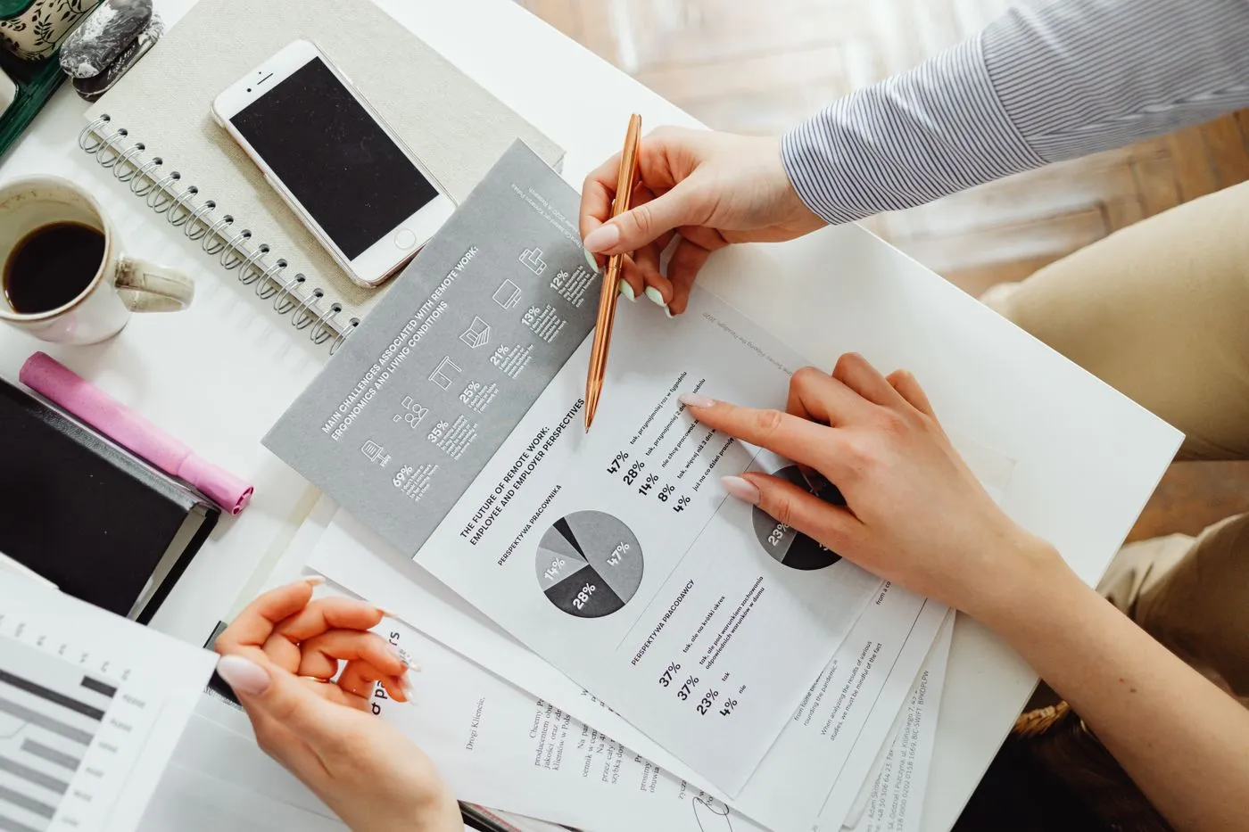 Des documents comptables et des graphiques en cours d'analyse